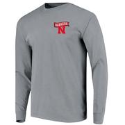 Nebraska Image One Retro Character  Comfort Colors Long Sleeve Tee